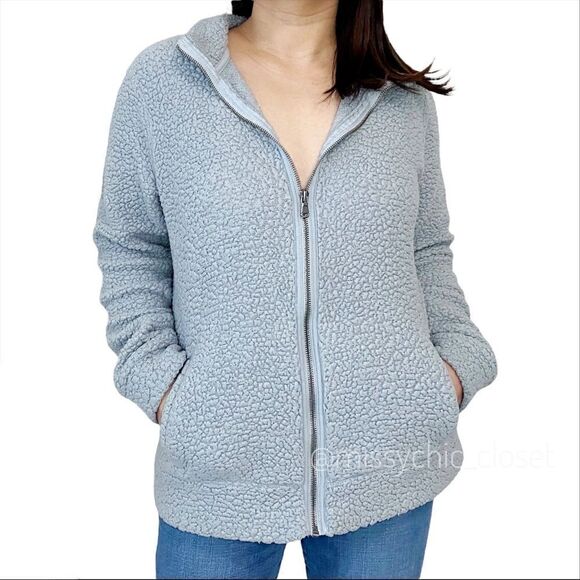 Sonoma Women’s Size Medium Gray Women’s Sherpa Jacket - Picture 1 of 11